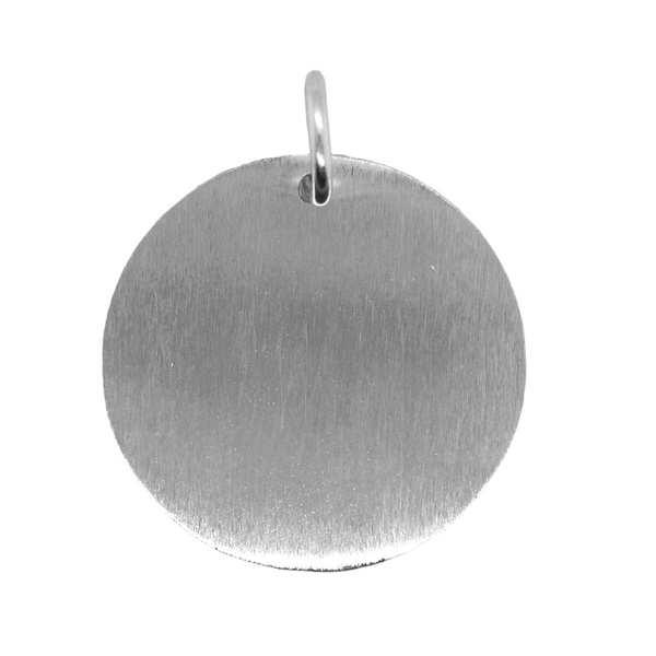 German Silver Engravable Brushed Round Pendant