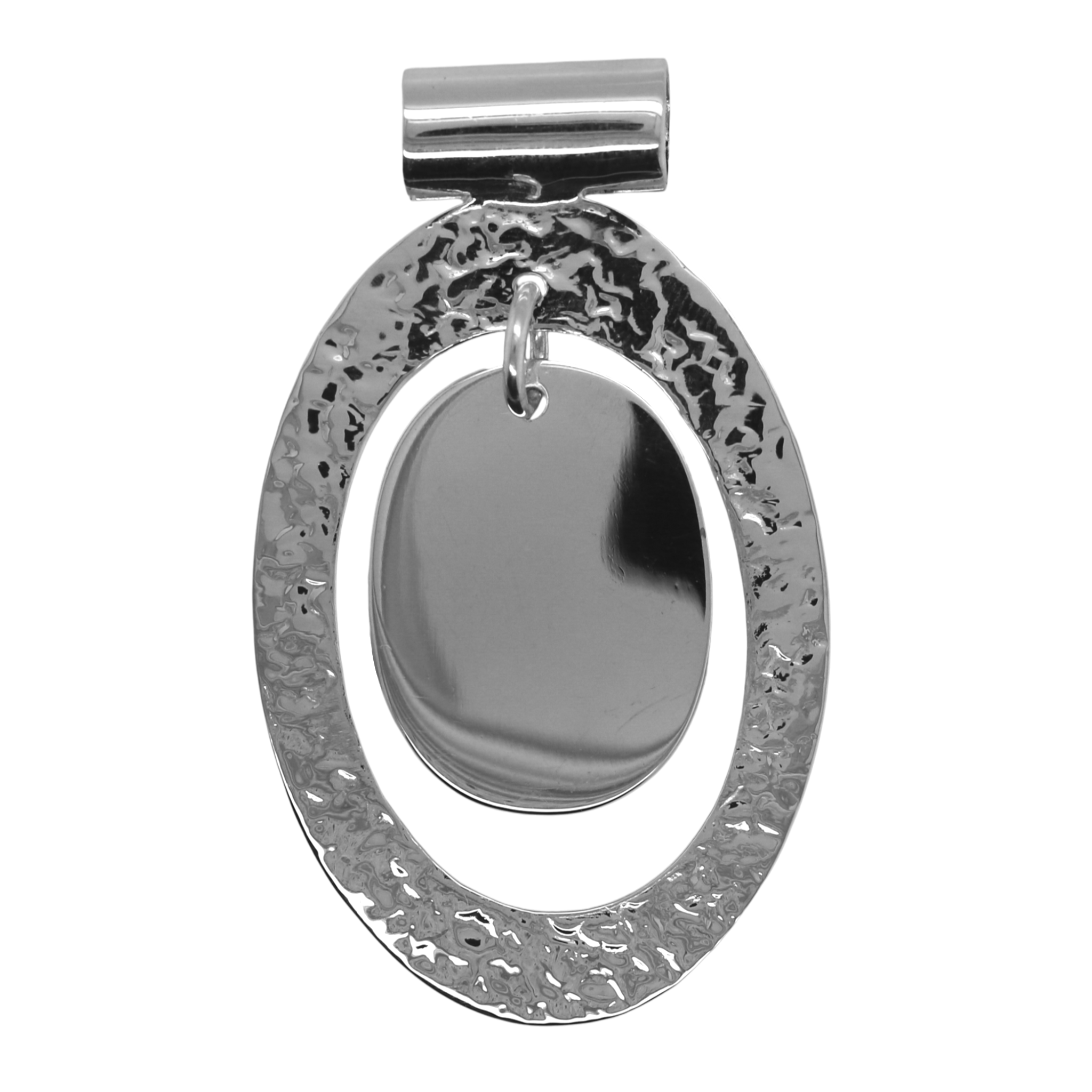 German Silver Engravable Double Oval W/ Barrel Bail Pendant
