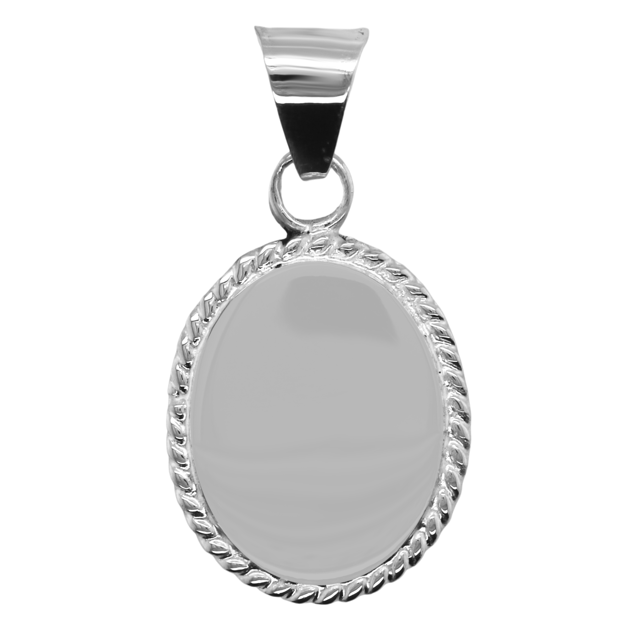 German Silver Engravable Oval Rope Trim Pendant
