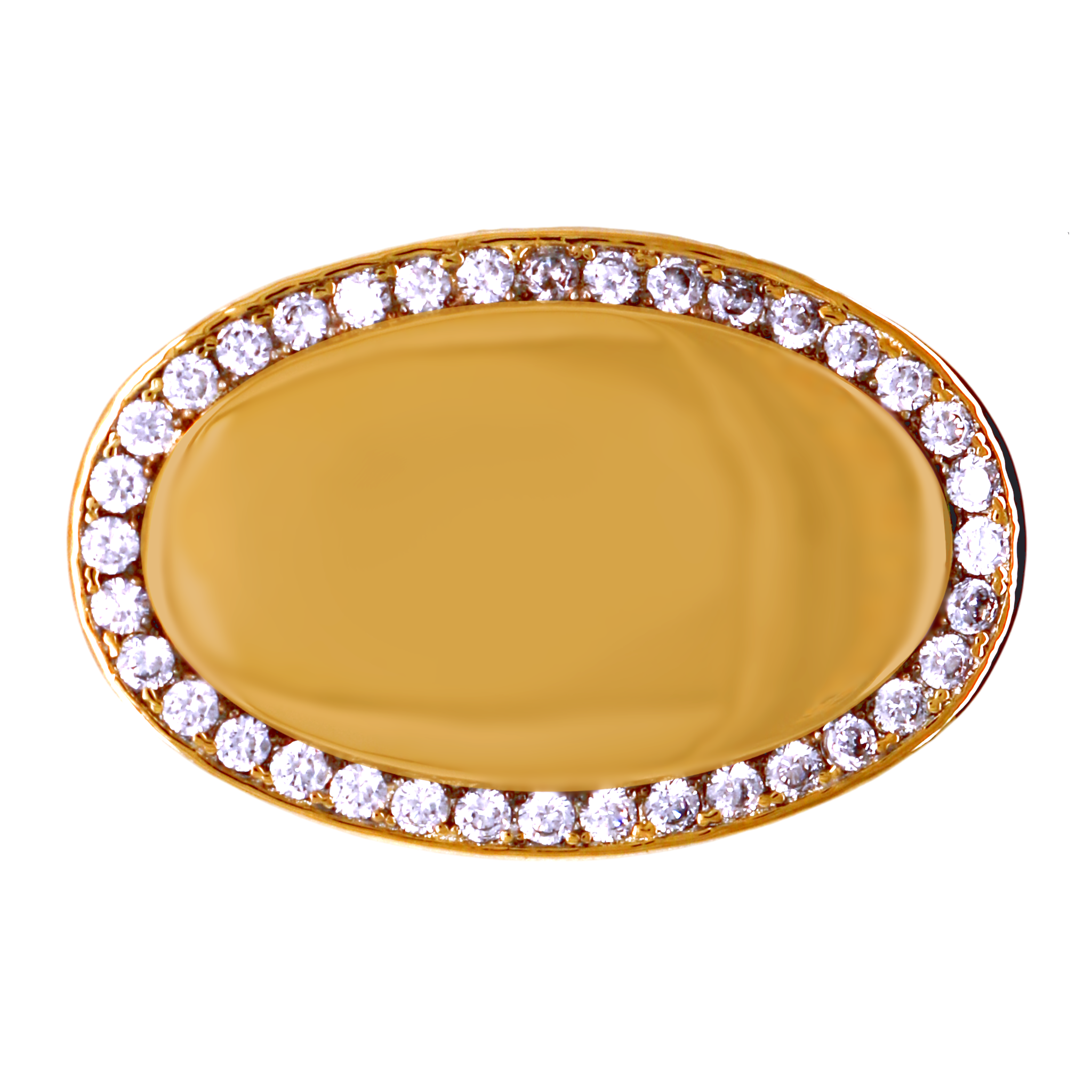 German Silver Engravable Oval CZ Slide Pendant