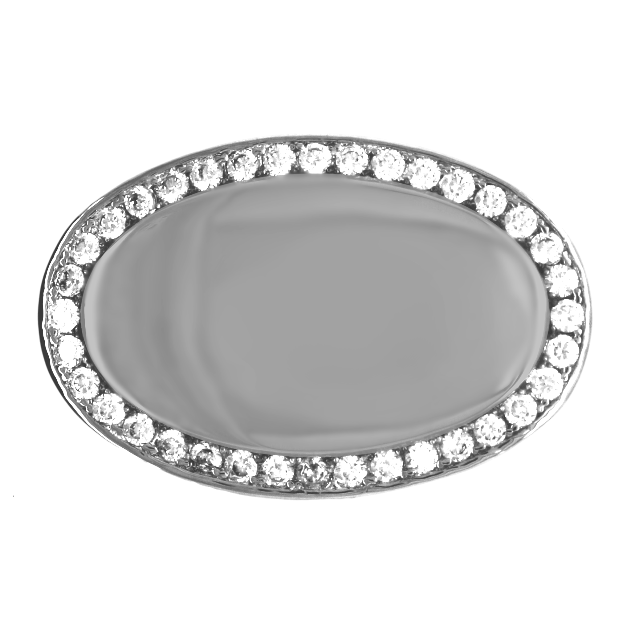 German Silver Engravable Oval CZ Slide Pendant