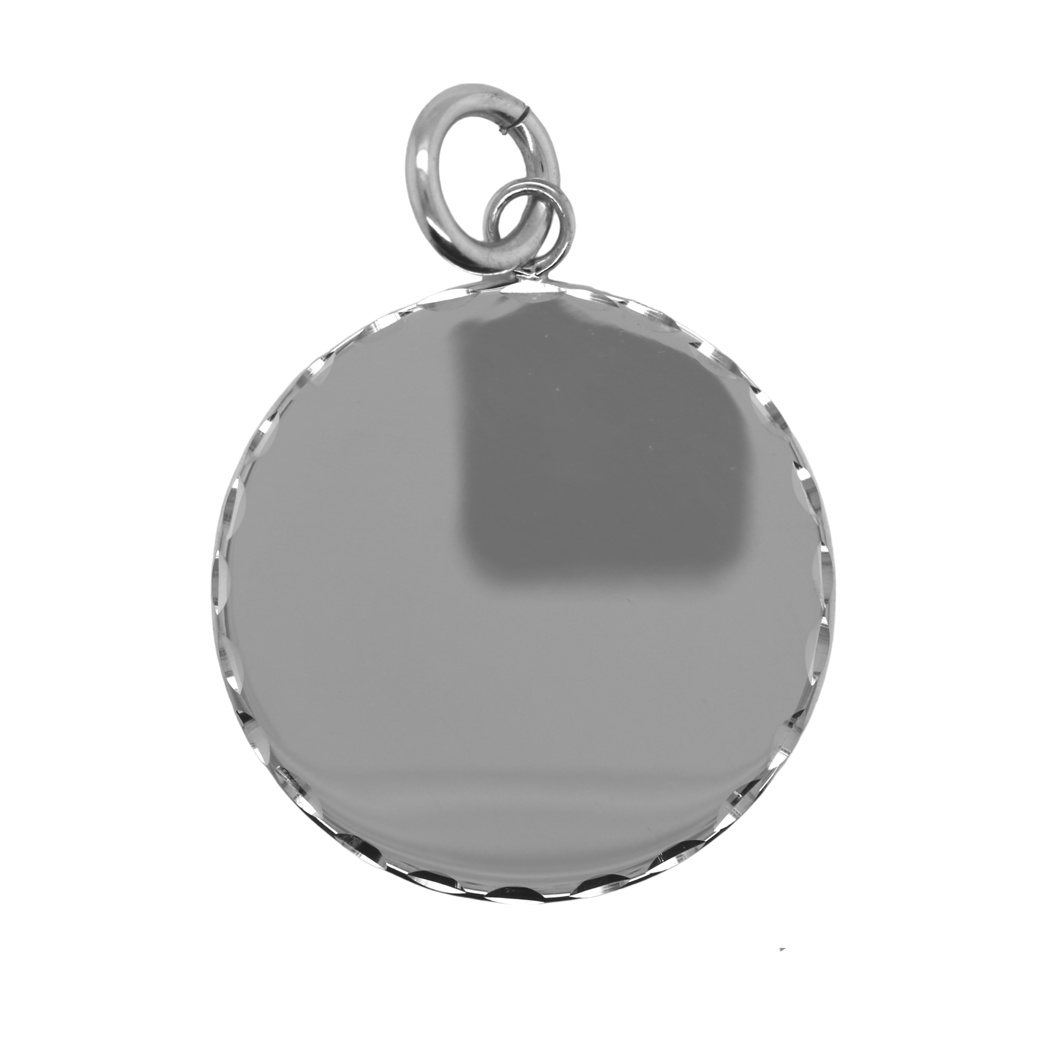 German Silver Engravable 20mm Round Diamond Cut Edge Pendant