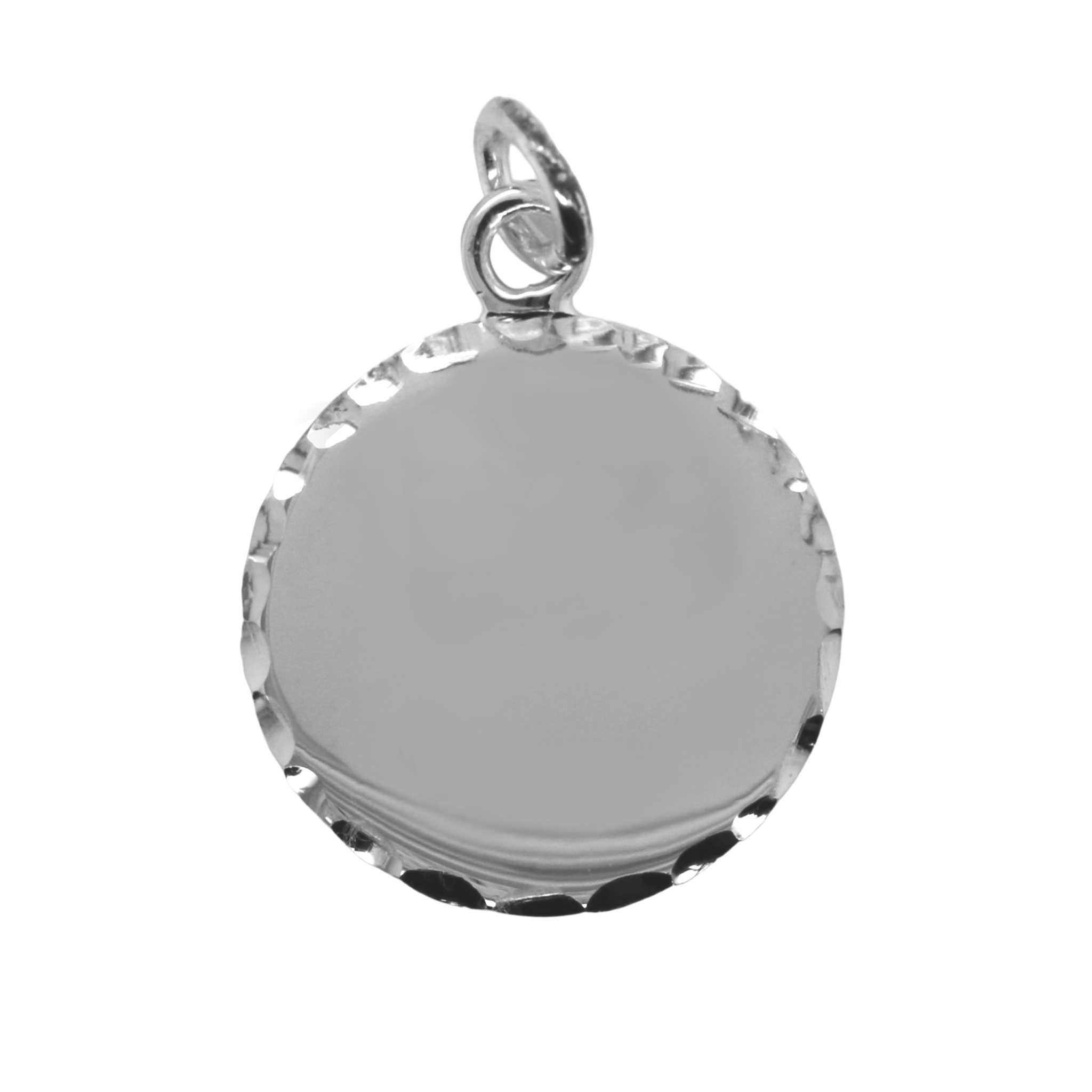German Silver Engravable 20mm Round Diamond Cut Edge Pendant