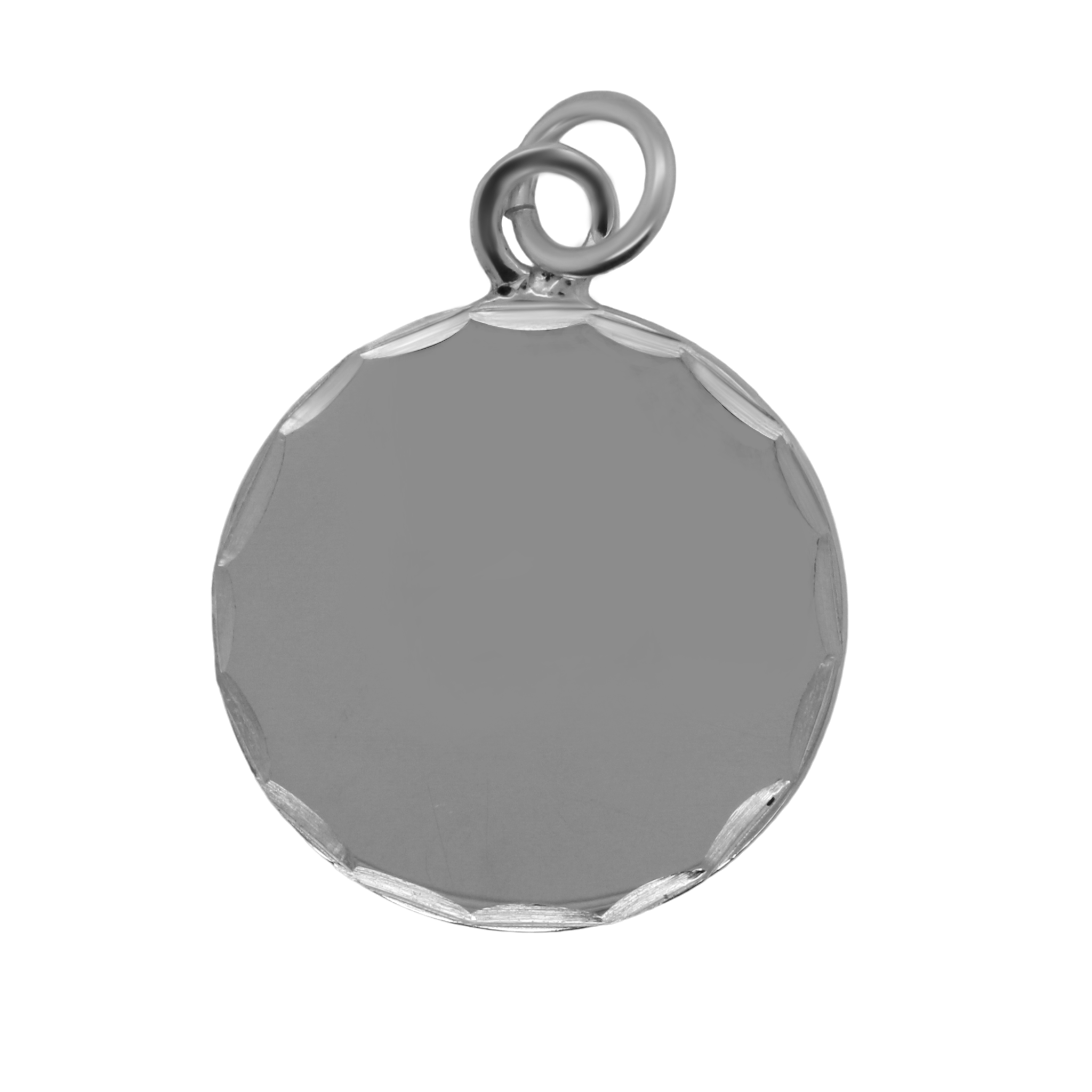 German Silver Engravable 25mm Round Diamond Cut Edge Pendant