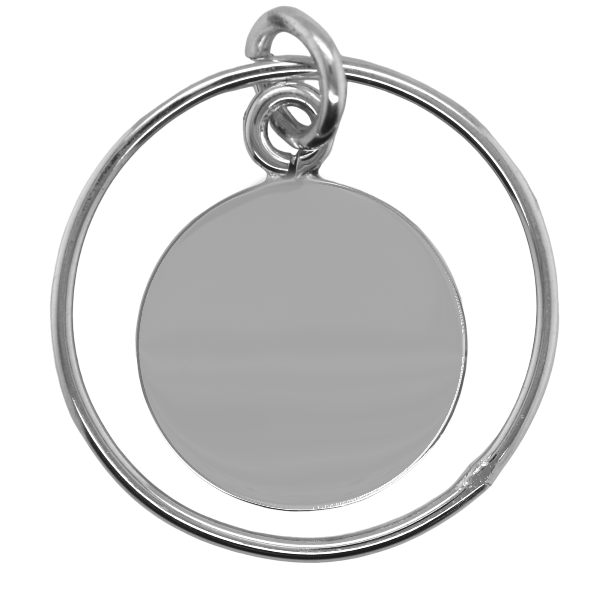 German Silver Engravable Double Round Pendant