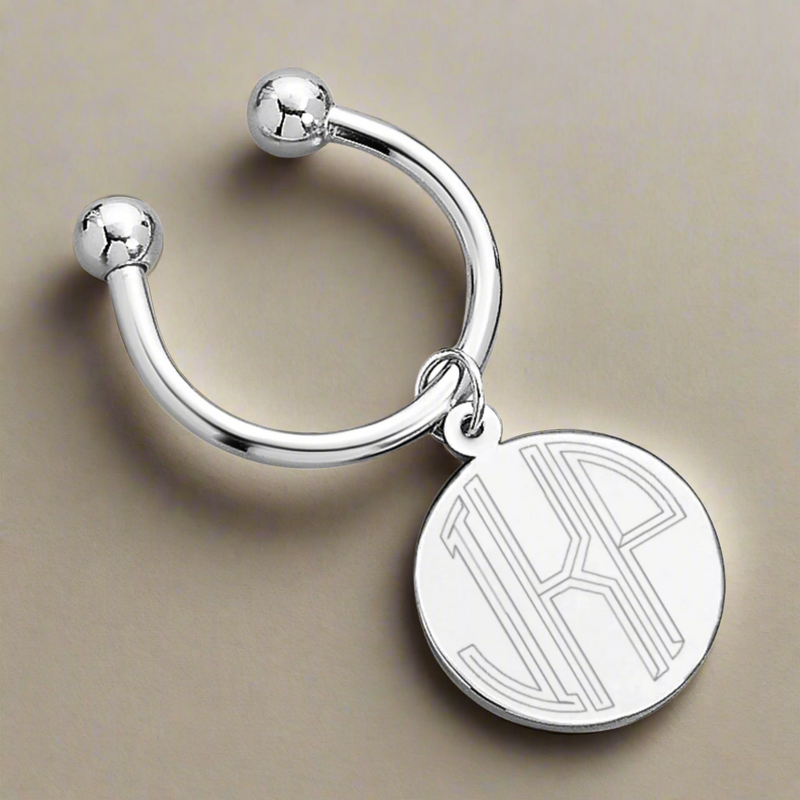Non-tarnish Monogram Engravable Round Tag Key Ring