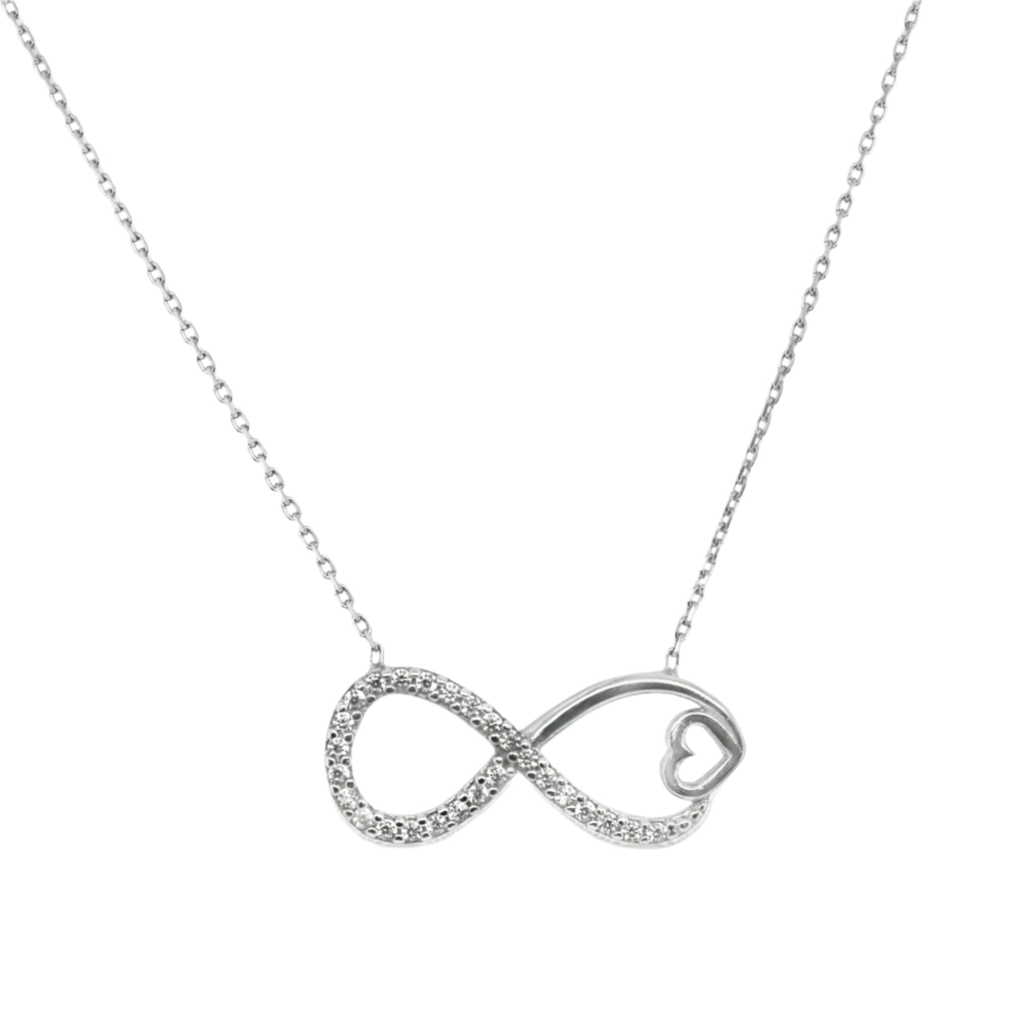 Sterling Silver Infinity Heart CZ Necklace