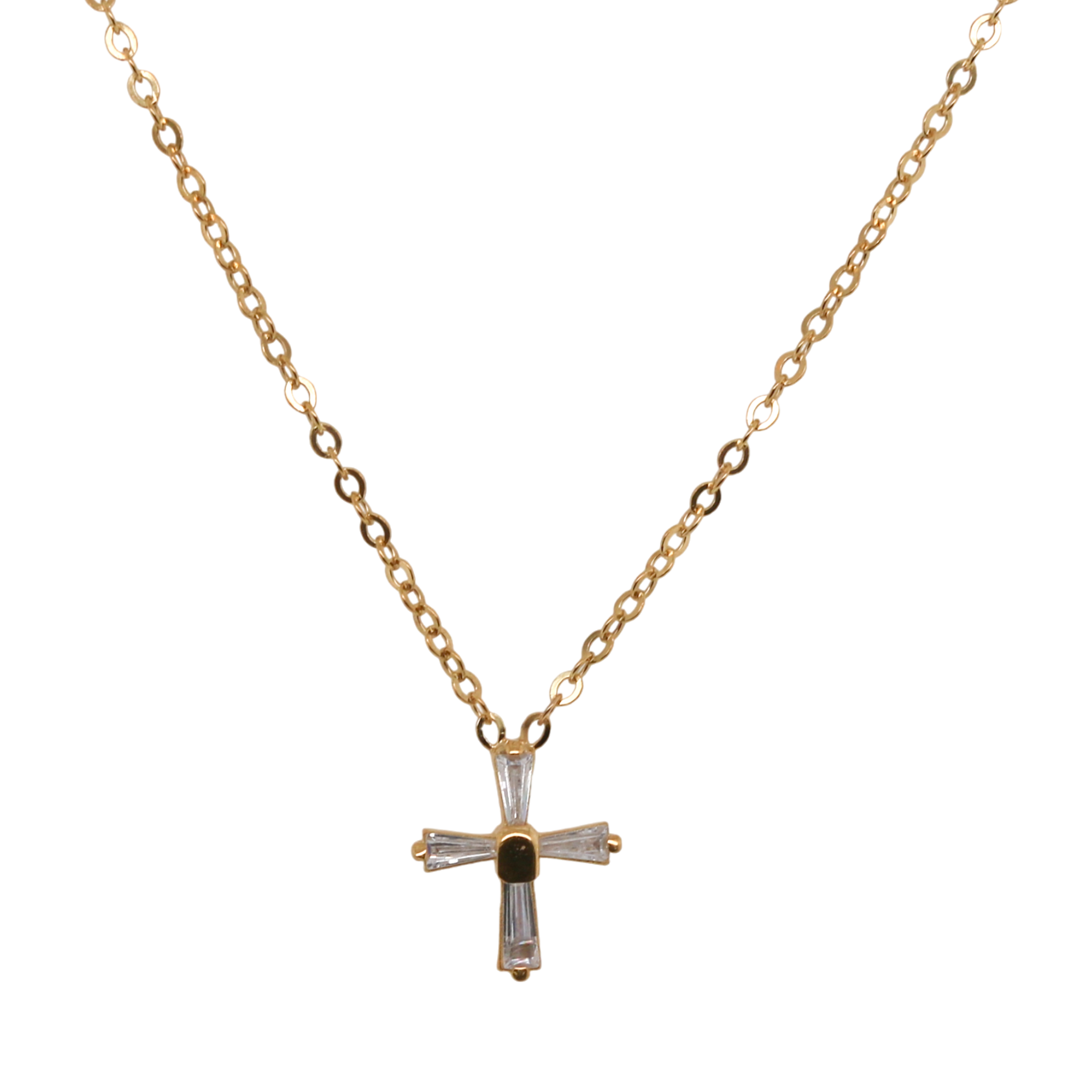 Sterling Silver CZ Cross Necklace