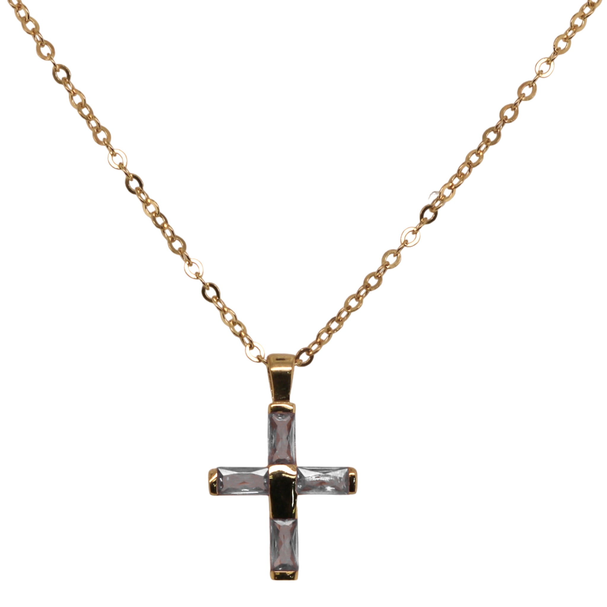 Sterling Silver CZ Cross Necklace