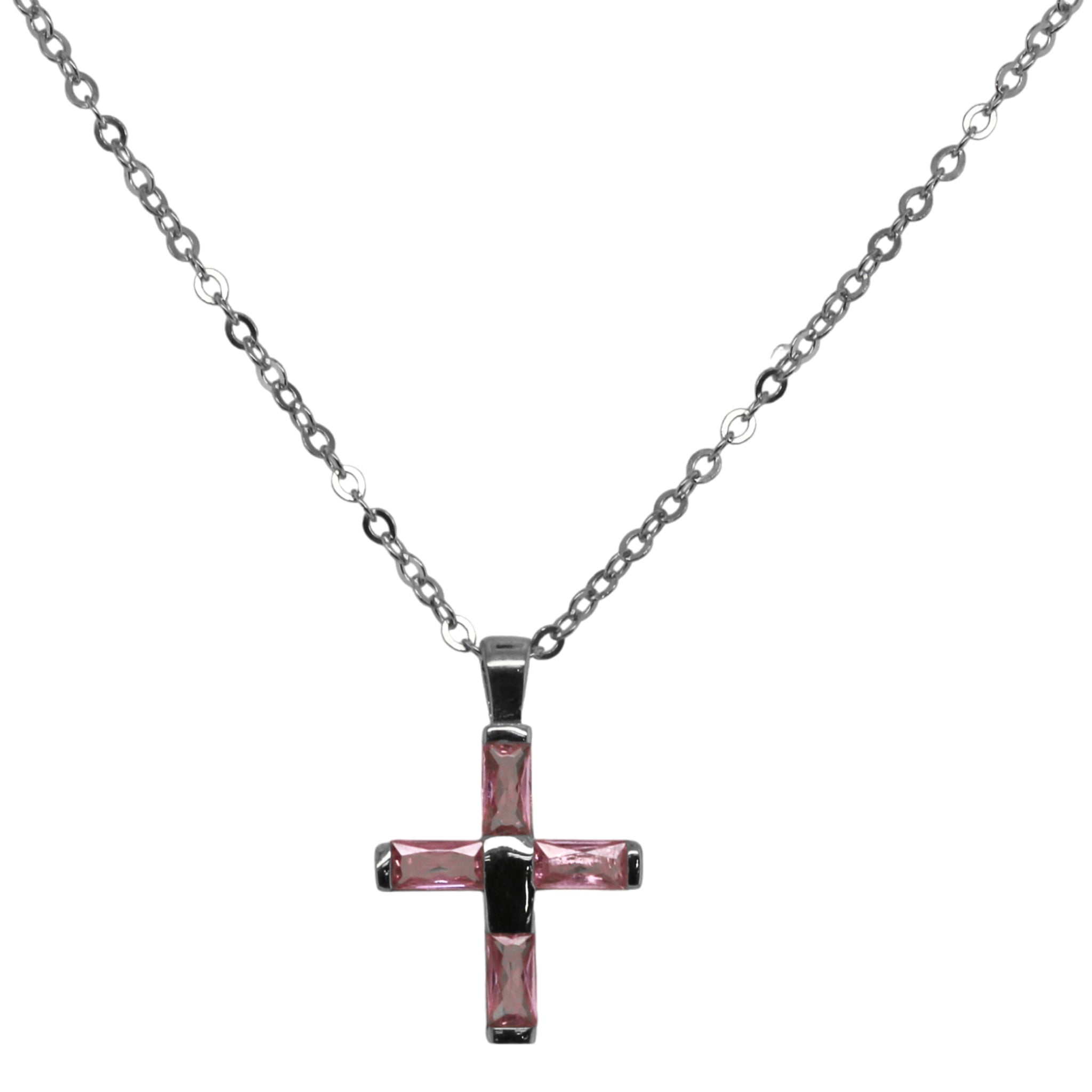 Sterling Silver CZ Cross Necklace