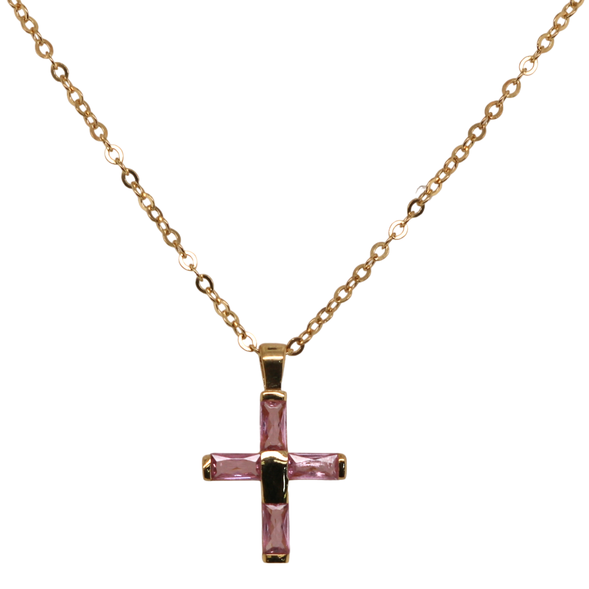 Sterling Silver CZ Cross Necklace