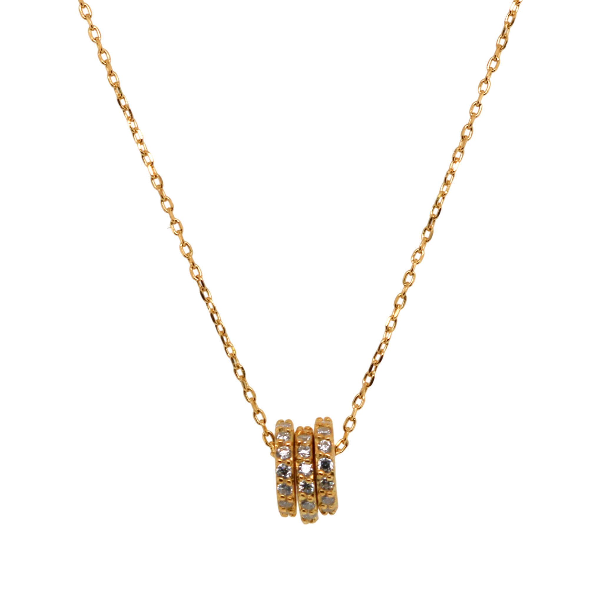 Sterling Silver Gold Plated Rondelle CZ Necklace