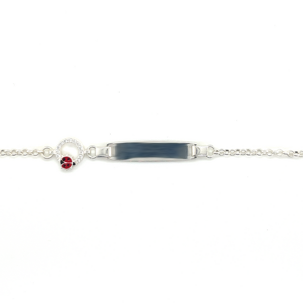Ladybug 925 Sterling Silver Baby ID Bracelet