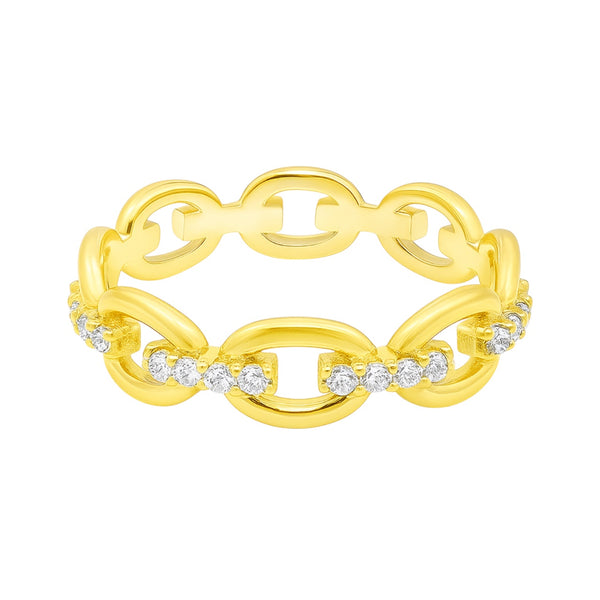 Sterling Silver Moissanite Oval Link Band