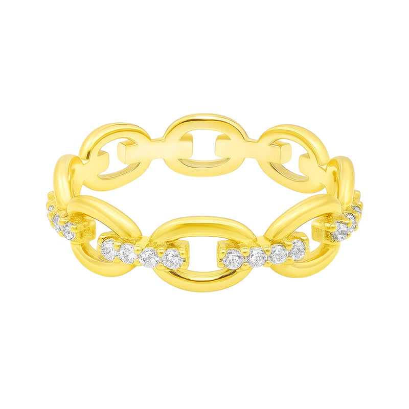 Sterling Silver Moissanite Oval Link Band