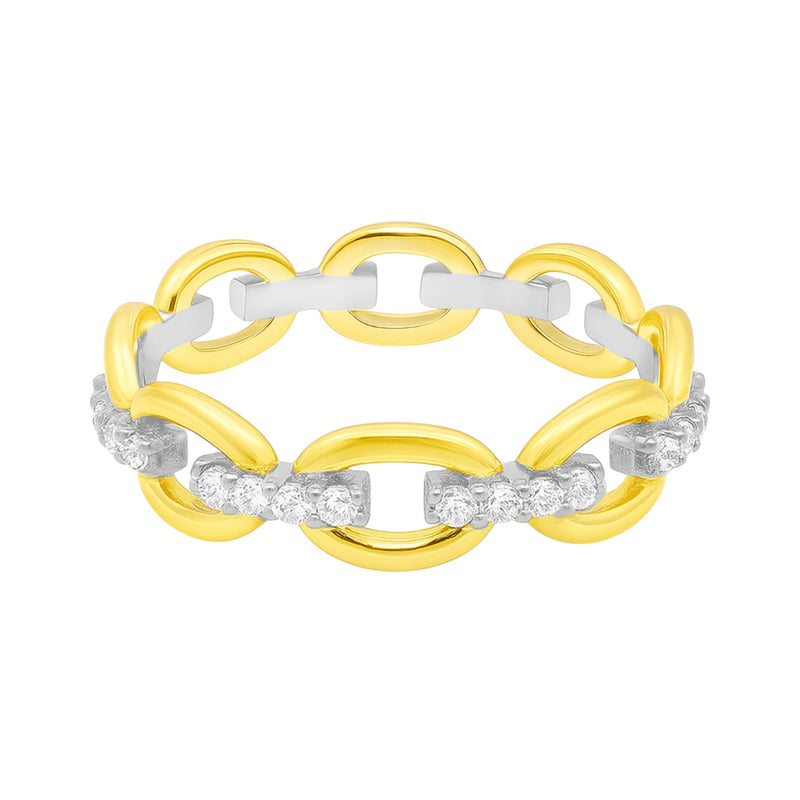 Sterling Silver Moissanite Oval Link Band