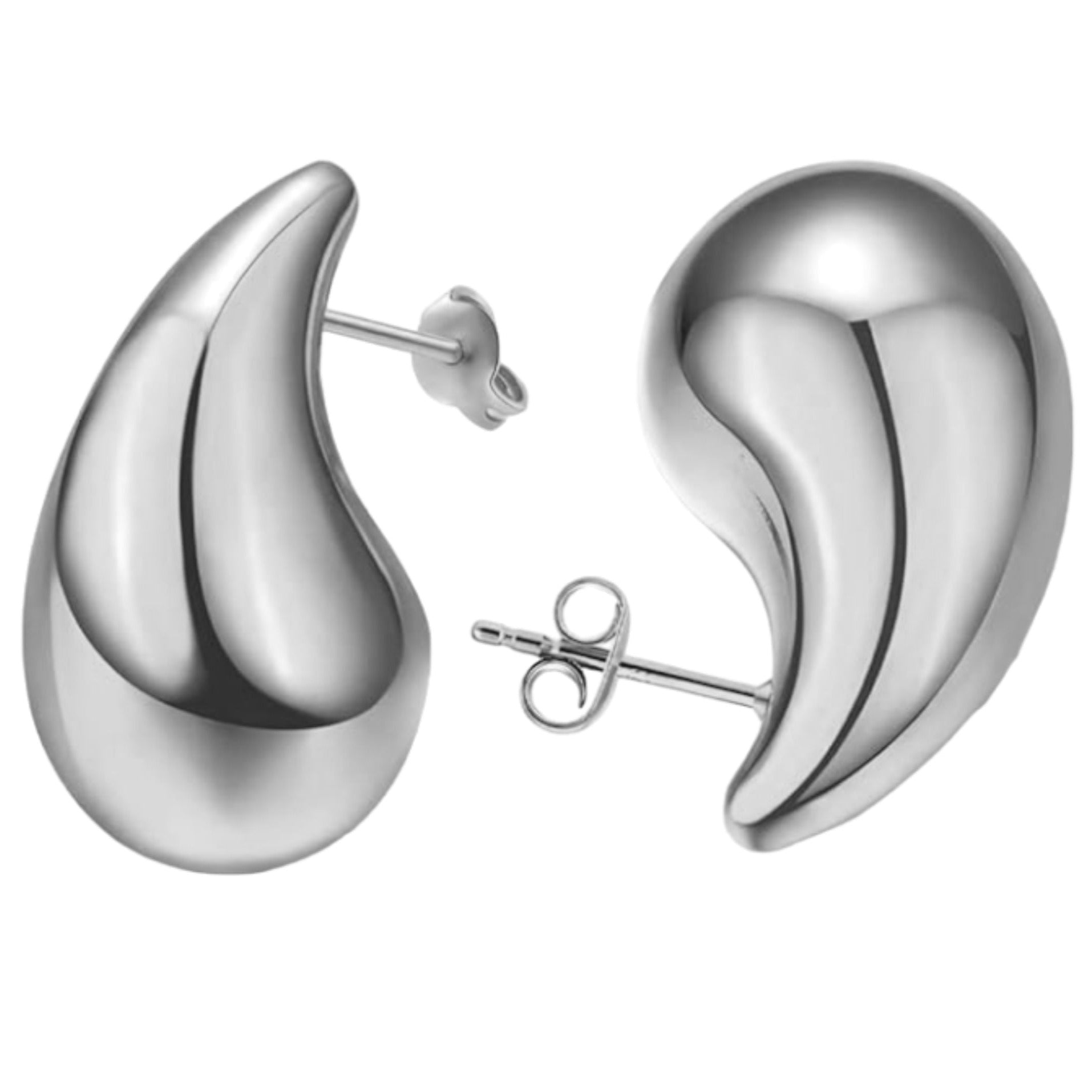 Sterling Silver Puffed Teardrop Earrings