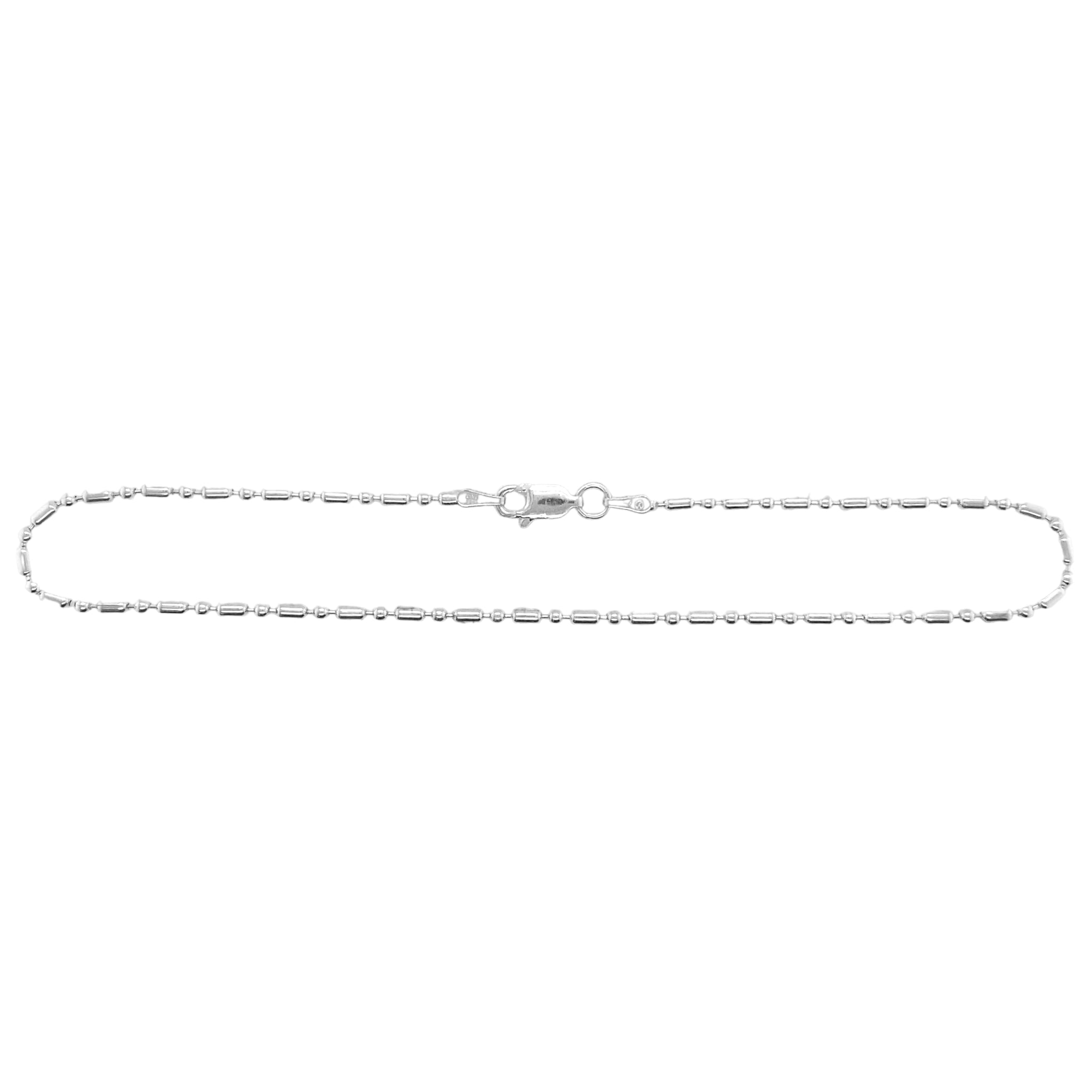 Sterling Silver Beaded Bar Anklet (10")