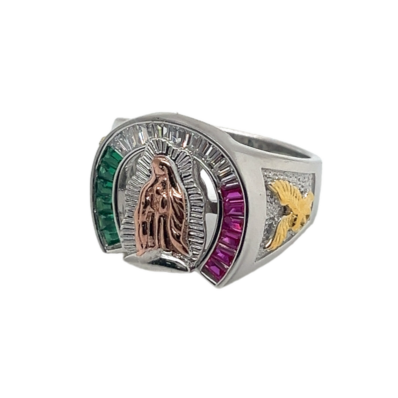 925 Mexican Sterling Silver La Virgen Men Ring