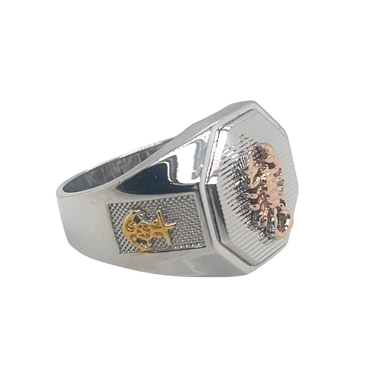 925 Mexican Sterling Silver Scorpio and Anchor Ring