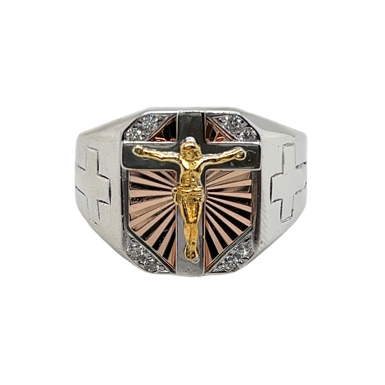 925 Mexican Sterling Silver Jesus Crucifix Ring