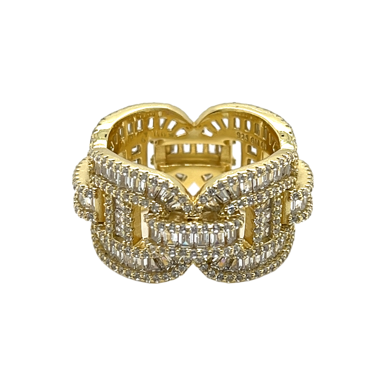 Sterling Silver CZ Gucci Link Ring