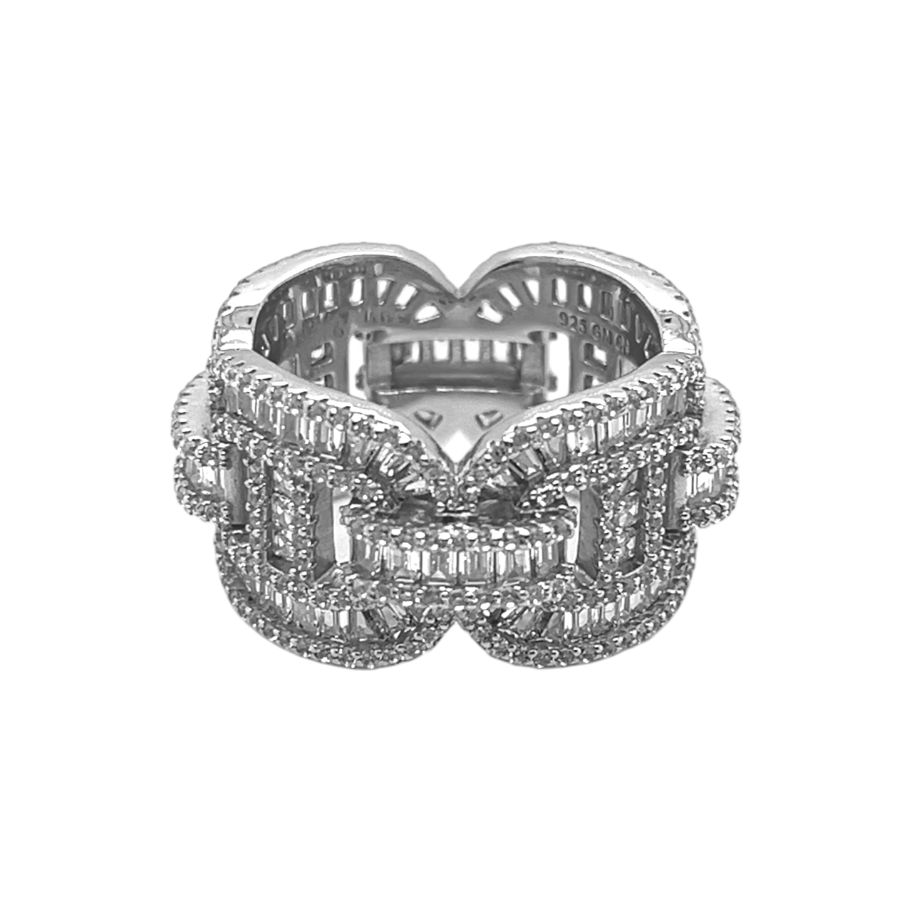 Sterling Silver CZ Gucci Link Ring