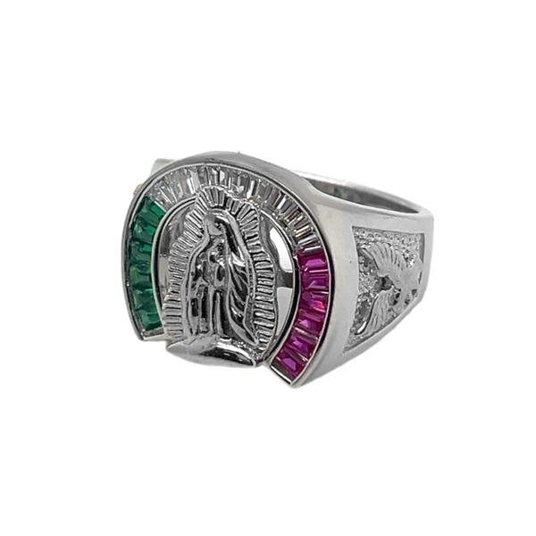 925 Mexican Sterling Silver La Virgen Men Ring