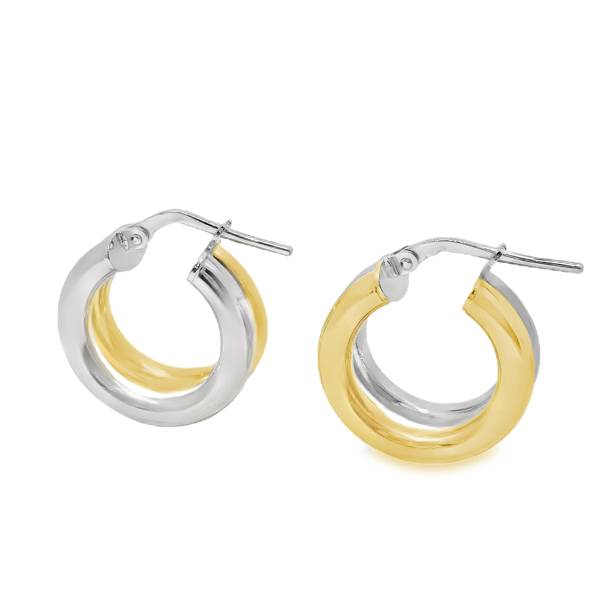 Sterling Silver Two Tone Round Hoops