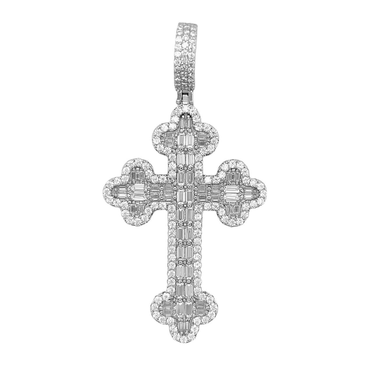 Sterling Silver Moissanite Cross Pendant  3.53 CTW
