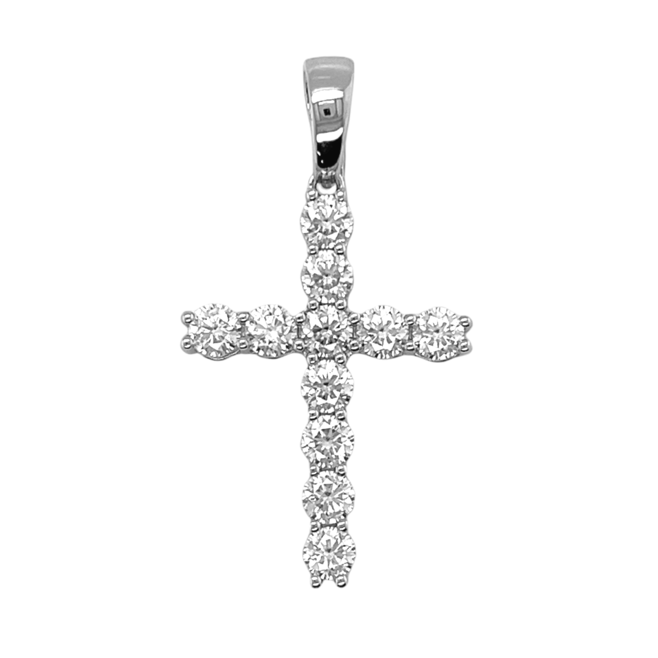 Sterling Silver Moissanite Cross Pendant  2.11 CTW