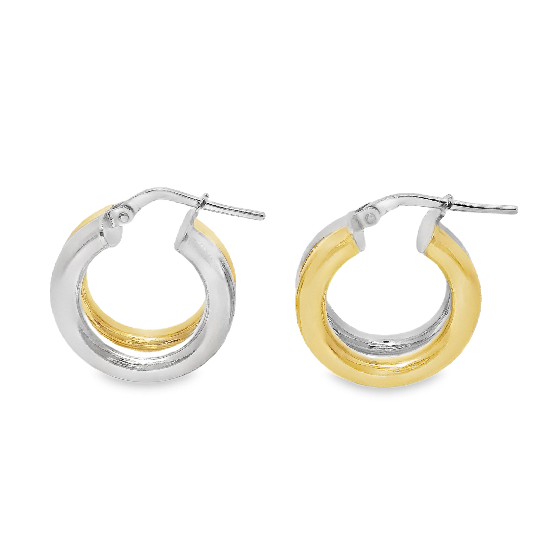 Sterling Silver Two Tone Round Hoops