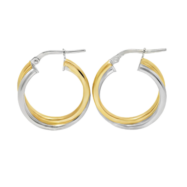 Sterling Silver Two Tone Intertwined Hoop Earrings