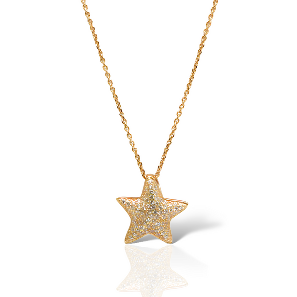 Sterling Silver Gold Plate Star CZ Necklace