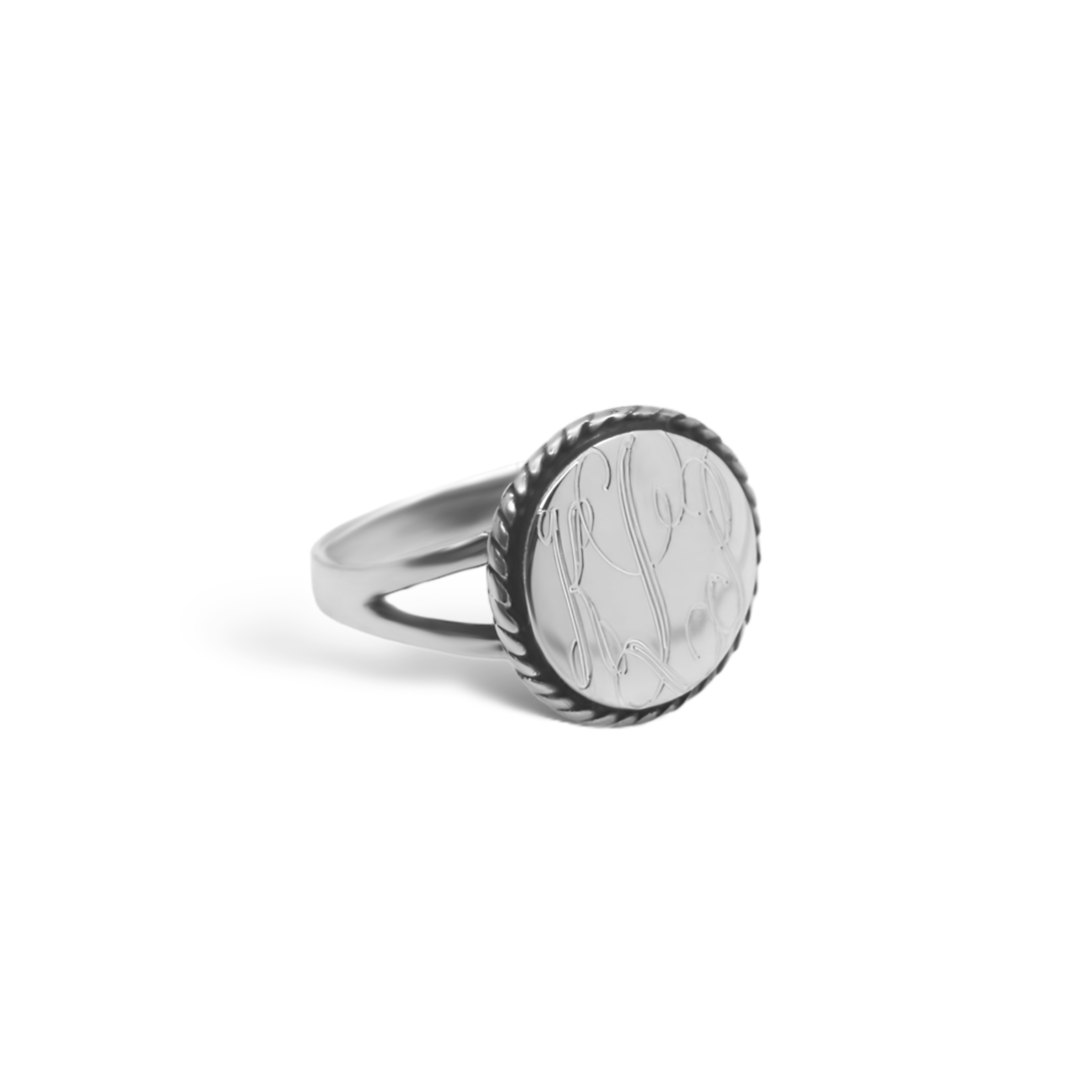Sterling Silver Round With Rope Engravable Rings