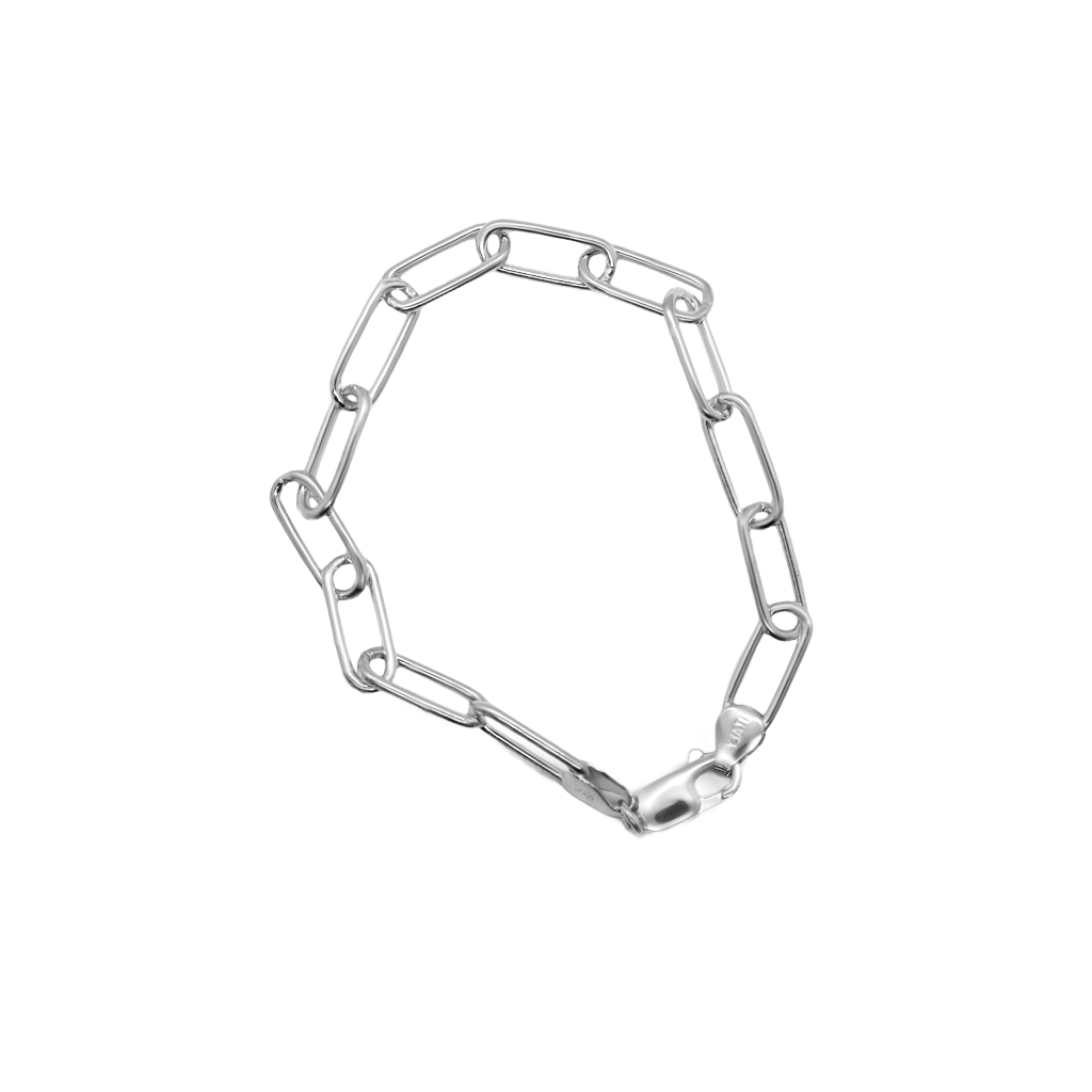 Italian Sterling Silver Long Paper Clip Bracelet