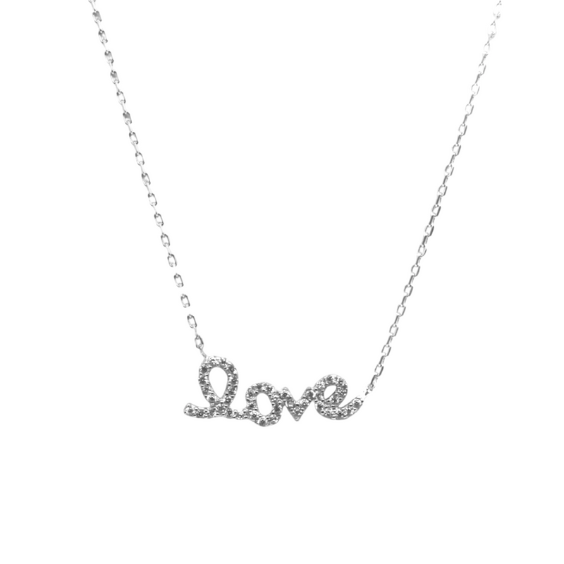 Sterling Silver "Love" CZ Necklace
