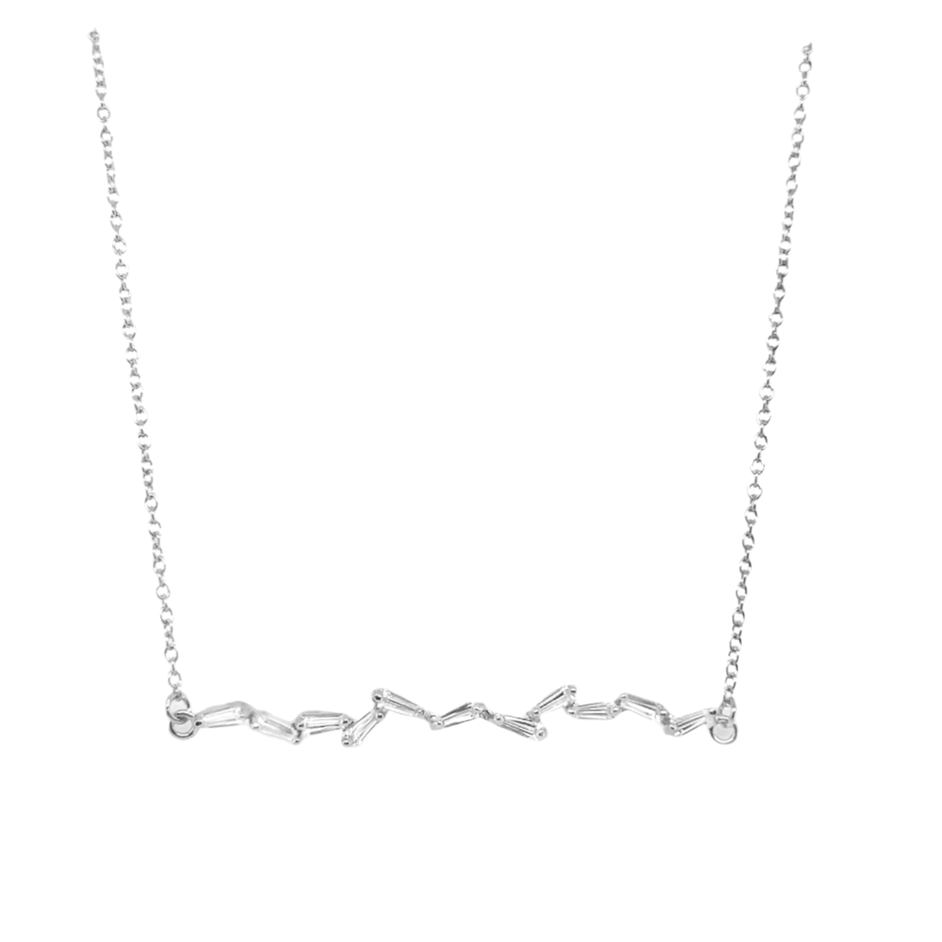 Sterling Silver Baguette CZ Necklace