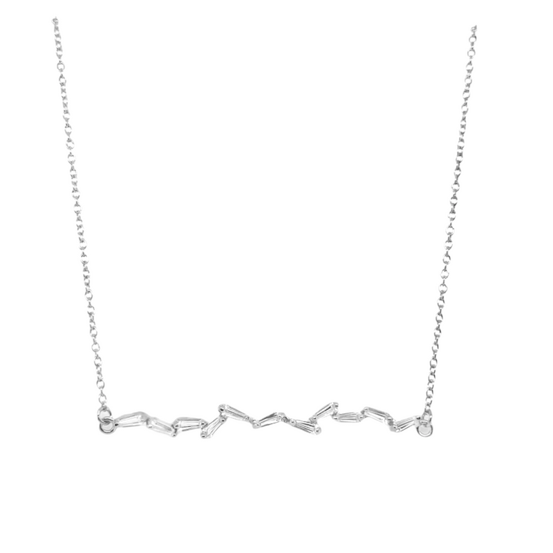 Sterling Silver Baguette CZ Necklace