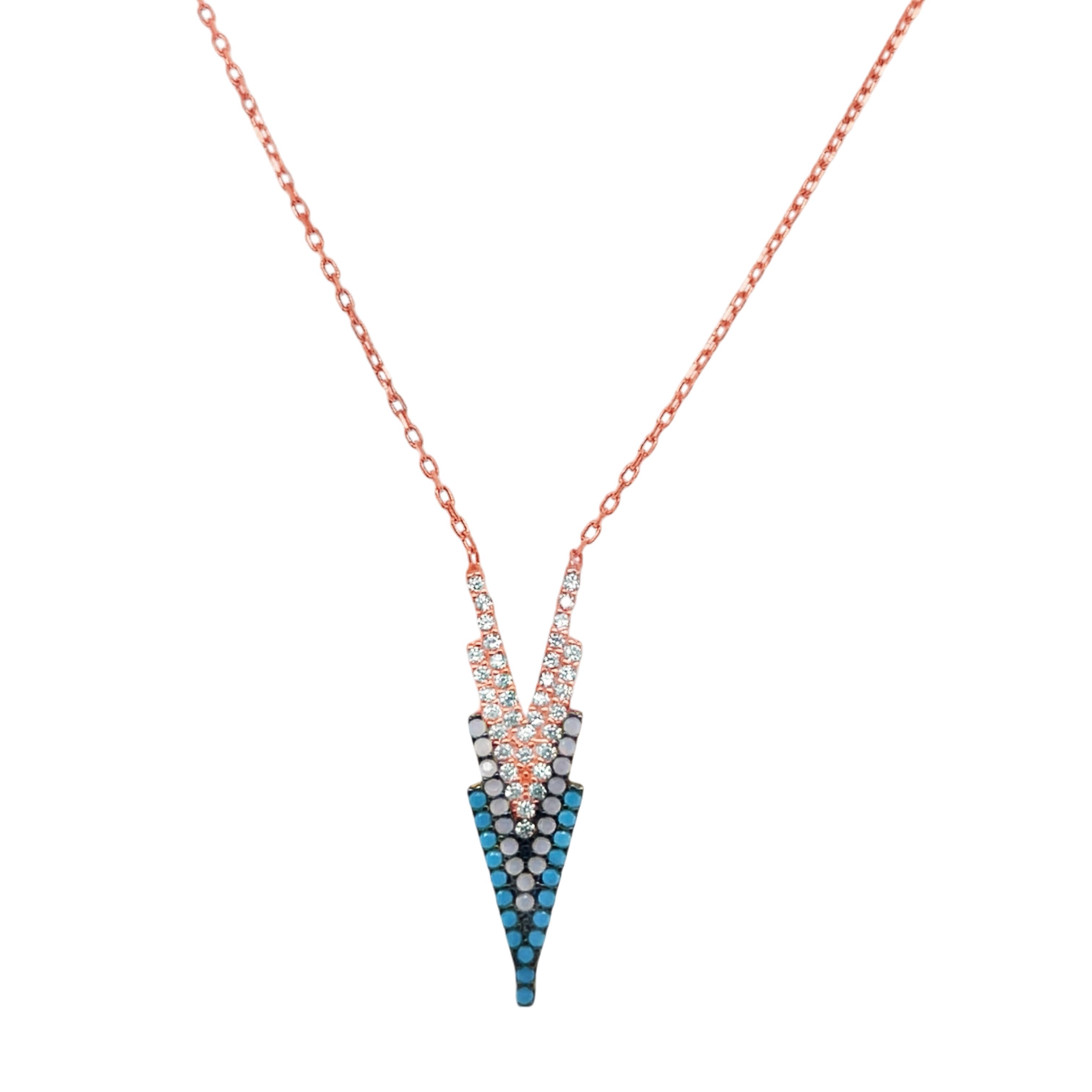 Sterling Silver Multi Color Chevron Necklace