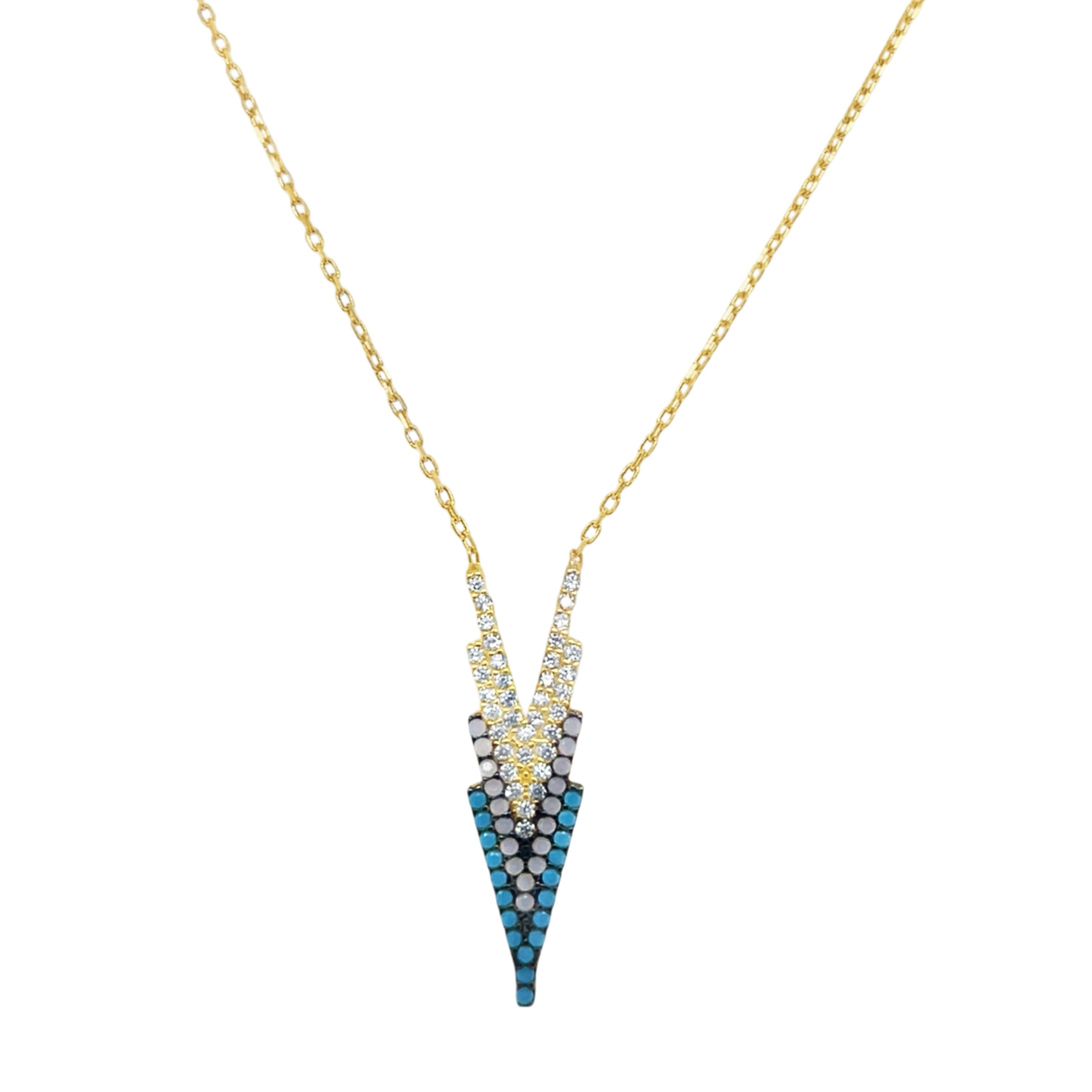 Sterling Silver Multi Color Chevron Necklace