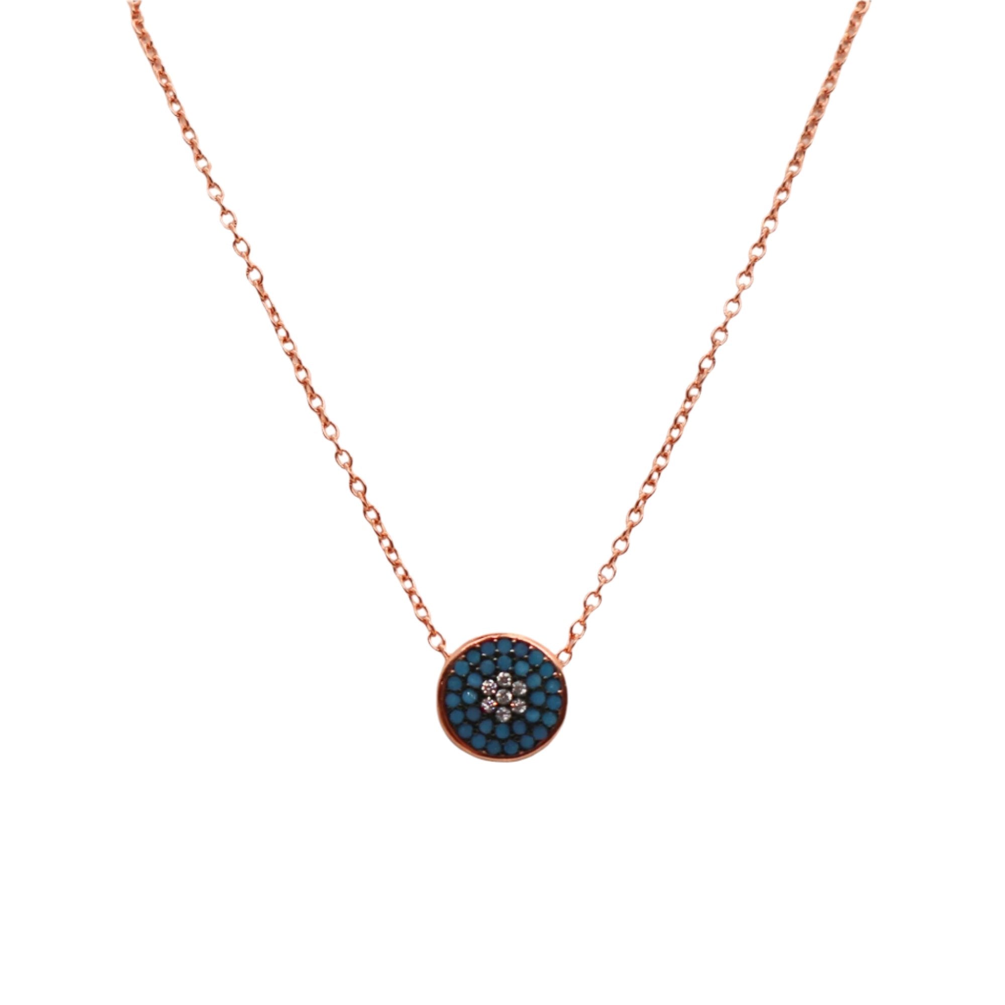 Sterling Silver Blue Stone Evil Eye Necklace