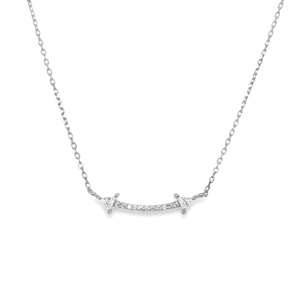 Sterling Silver Curved CZ Arrow Necklace