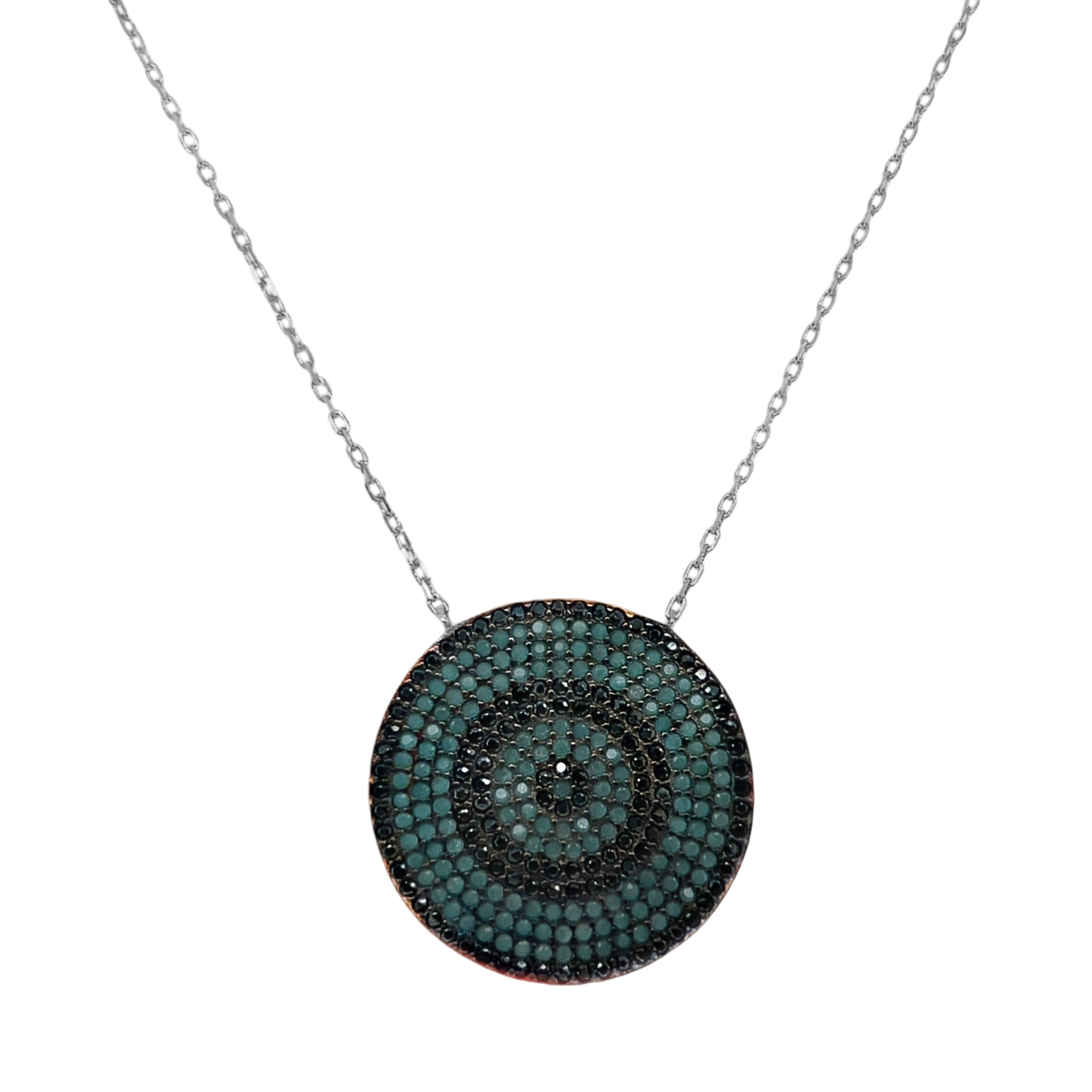 Sterling Silver Round Blue Stone Evil Eye Necklace
