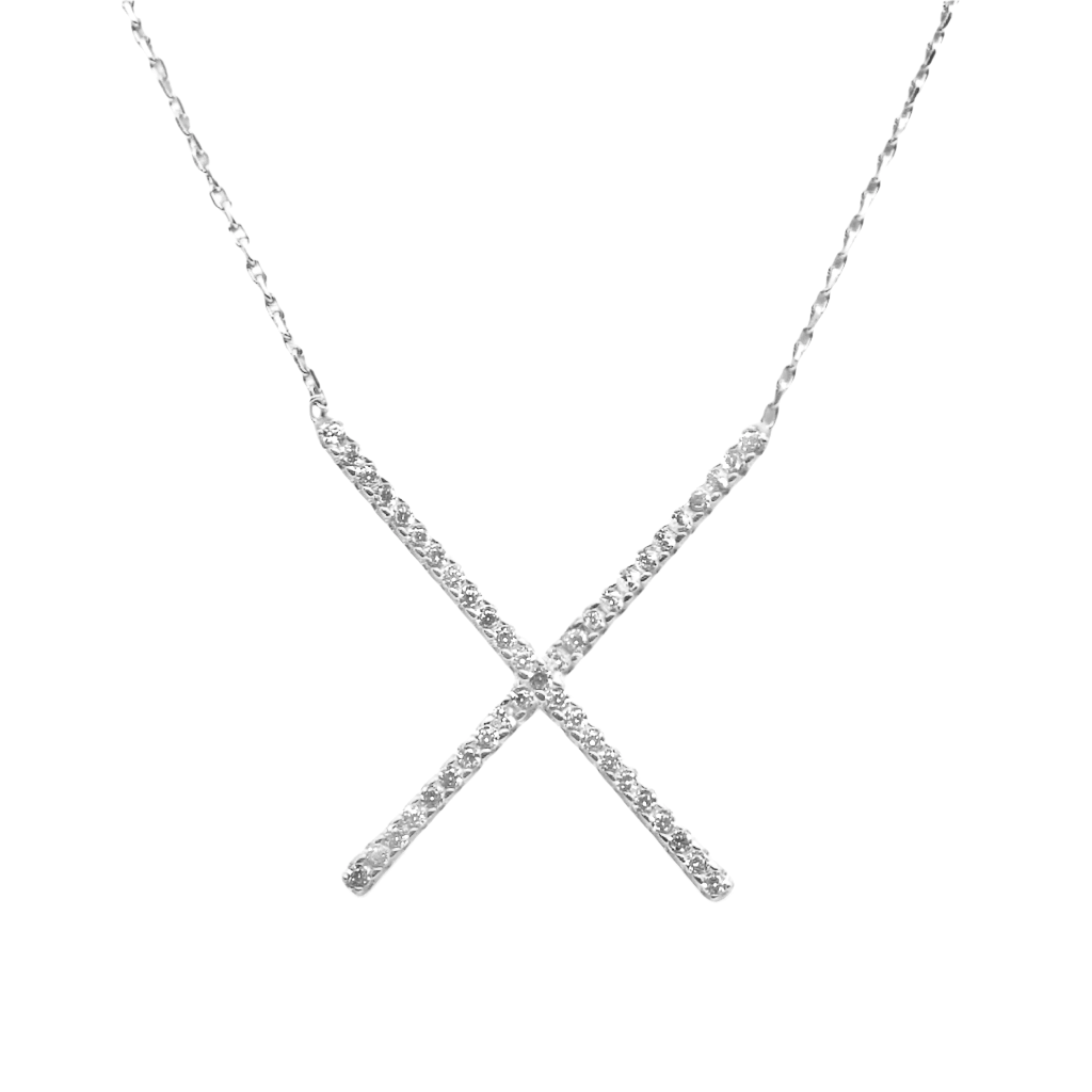 Sterling Silver CZ Cross Necklace