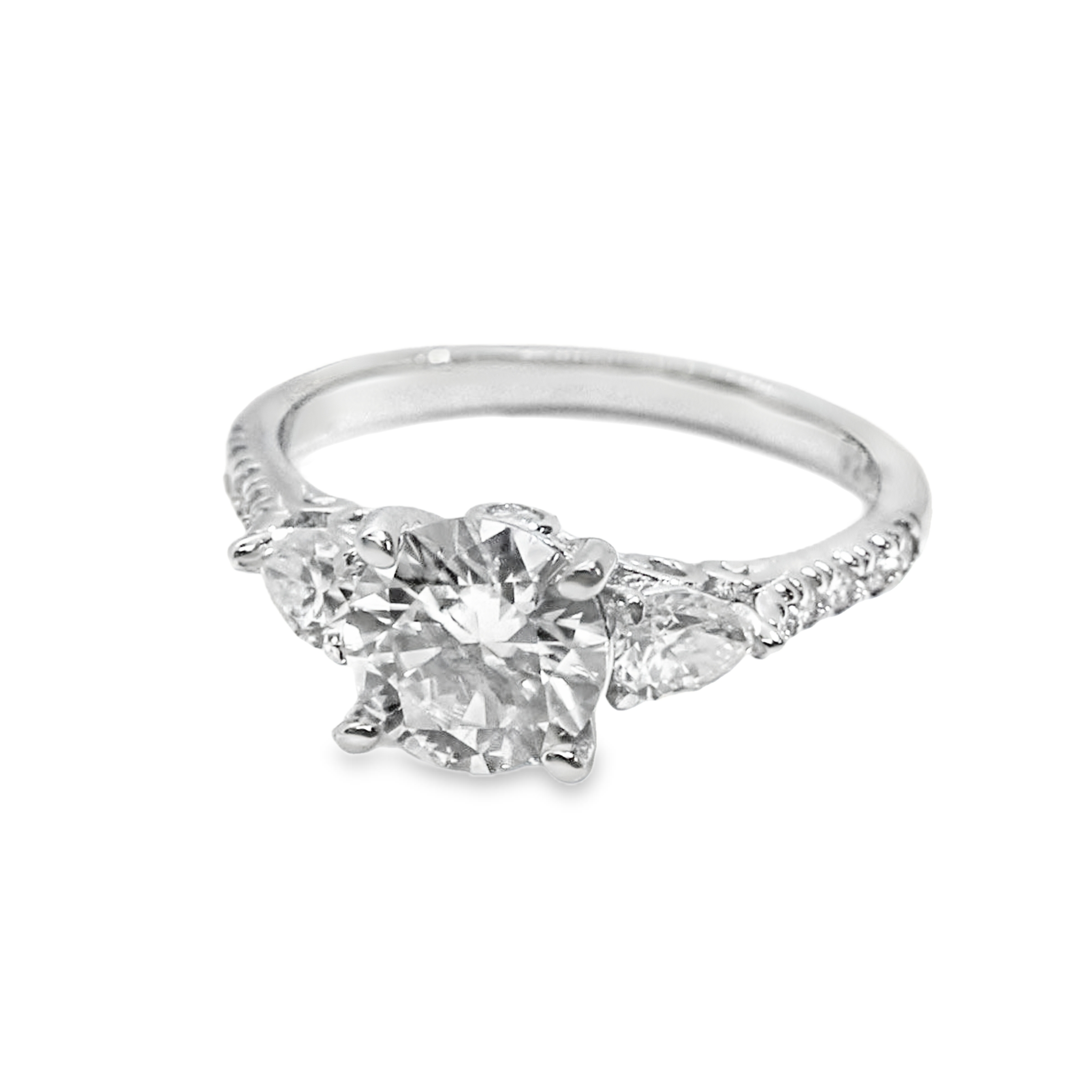 Sterling Silver Round 7.0MM 1.2CT Moissanite Cluster Ring