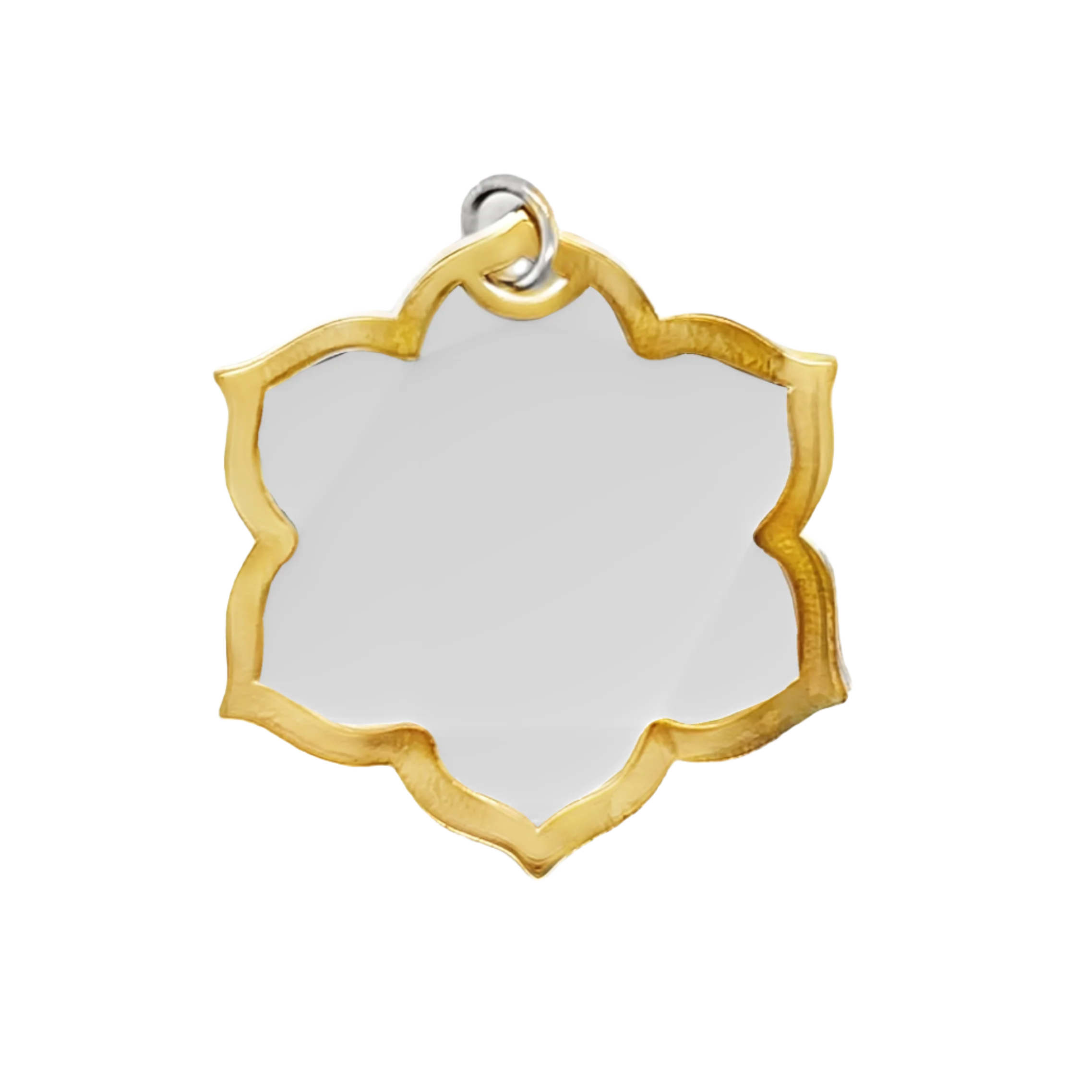 Sterling Silver Gold Plated Flower Border Mirror Pendant