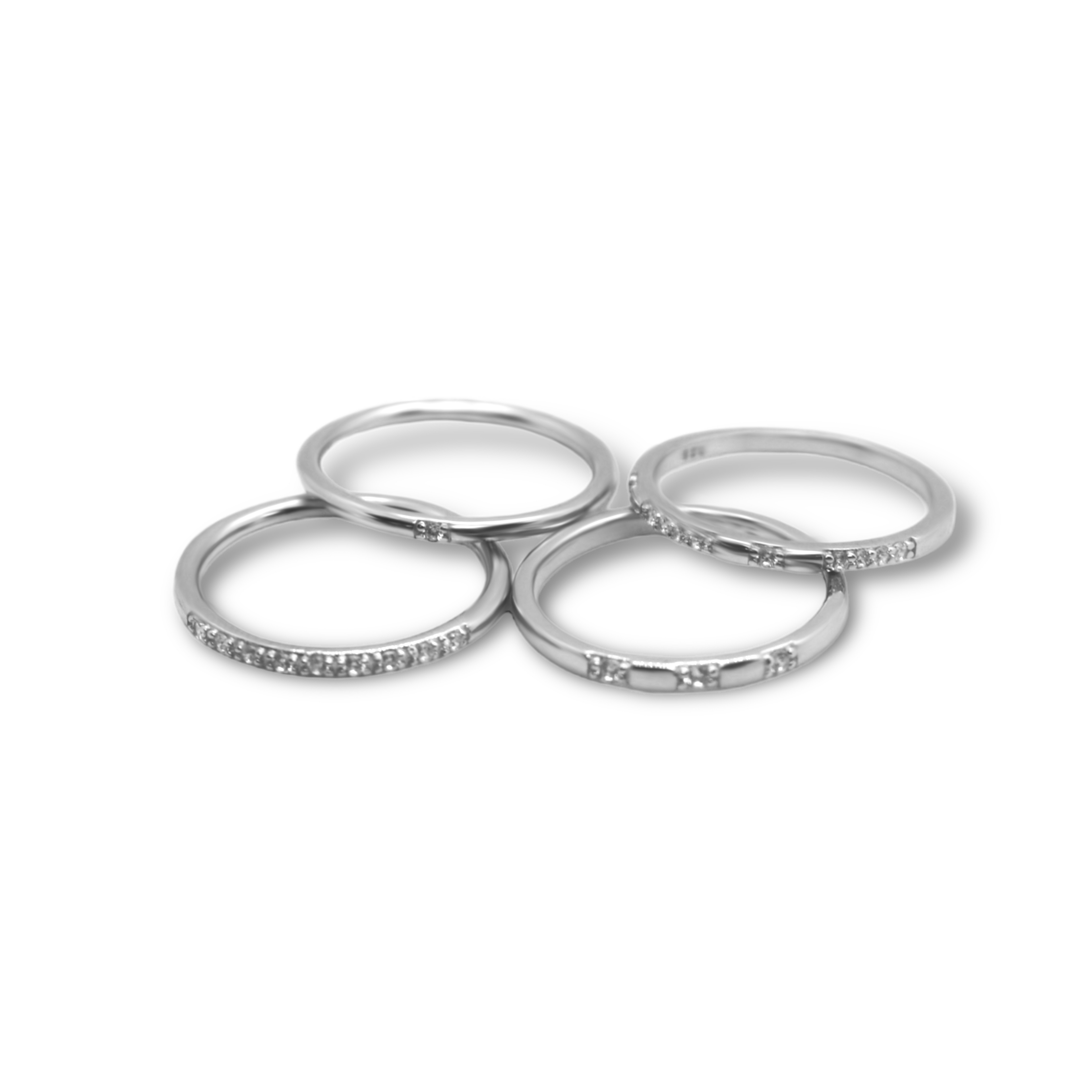 Sterling Silver 4 Band Stackable CZ Ring