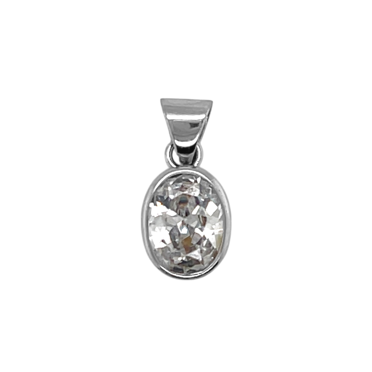 Sterling Silver Oval CZ Pendant