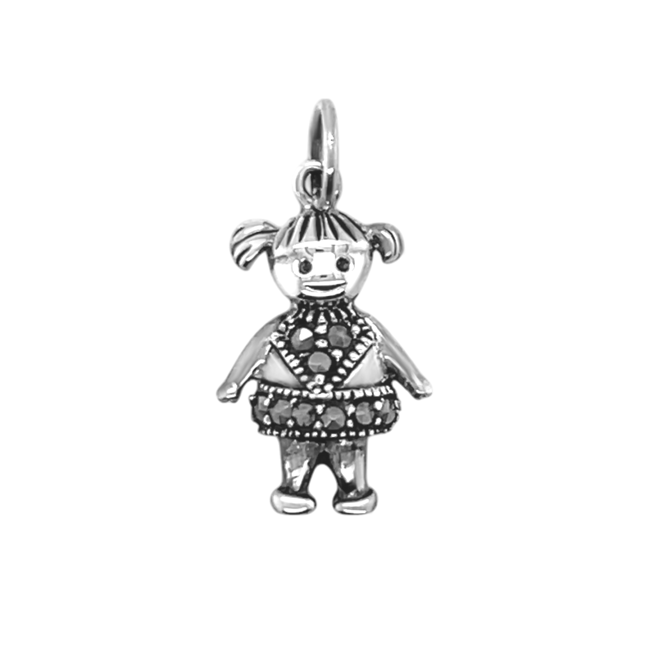 Sterling Silver Girl Marcasite Pendant